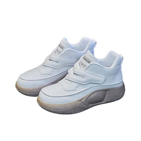 

Stamzod Summer Savings Clearance Womens Fashion Solid Color High Top Shoes Thick Sole Round Toe Comfortable Casual Shoes White 36