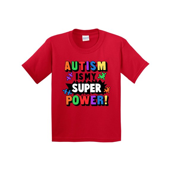 Inktastic Autism is My Super Power with Puzzle Pieces Youth T-Shirt