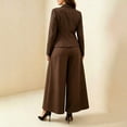 thumbnail image 6 of BODOAO Women's Dressy Pant Suit Mesh Sheer Sleeve Ruffle Blazer and Wide Leg Pants Set, Casual Work Office Business Party Matching Pantsuit Outfit for Meetings and Events Coffee L, 6 of 7