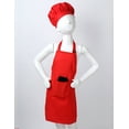 thumbnail image 3 of XUNZOO Kids Apron and Chef Hat Set Kitchen Apron for Cooking Baking Painting Training Wear Red M, 3 of 6