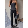 thumbnail image 5 of Women Shoulder Zipper Front Bustier Crop Tops Fashion Strapless Sleeveless Tank Tops Shirt for Club Party Streetwear Color S, 5 of 7