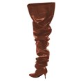 thumbnail image 3 of FSJ Women Comfortable Thigh High Boots Wrinkled Over the Knee Pull On Long Boot Pointed Closed Toe Stiletto High Heels Fashion Boots Size 11 Brown, 3 of 4