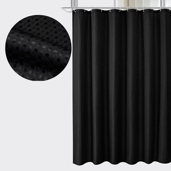 XmhyTop-A Textured Shower Curtain 90*180cm Waffle Weave Modern Bathroom Decor, 1 Piece,Black