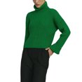 thumbnail image 2 of Women Sweater Knit Pullover Long Sleeve Turtleneck Loose Crop Top for Casual Daily, 2 of 4