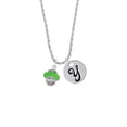 thumbnail image 2 of Delight Jewelry Silvertone Lime Green Center Spinner Silvertone Script Initial Disc - Y - Charm Necklace, 20"+3", 2 of 4
