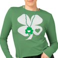 thumbnail image 1 of St. Patricks Day Shamrock Heart Green Ladies Long Sleeve T-Shirt with Shamrock Medallion Bottle Opener Combo, 1 of 3