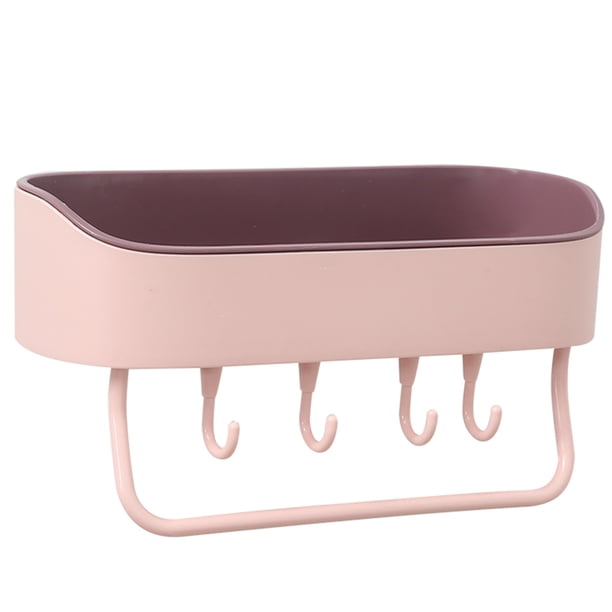 Ounissouiy Estante de cocina para baño, estante de baño montado en la pared, soporte de almacenamiento, organizador de plástico para inodoro, toallero, Juegos de accesorios de baño Rosado morado