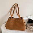 thumbnail image 5 of Suede Shoulder Bag Vintage Drawstring Medium Handbag Slouchy Purse, 5 of 7