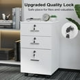 thumbnail image 5 of 3-Drawer File Cabinet with Lock, Wood Rolling Filing Cabinets for Home Office, Mobile Printer Stand, Under Desk File Organizer for Letter Sized Files, 26" H(Caster Included), White, 5 of 8