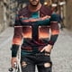 thumbnail image 1 of Blusas y camisas de manga larga con cuello redondo para hombre, blusa informal de manga larga con cuello redondo y estampado de rayas, blusa de poliéster para hombre, 1 of 5