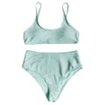 thumbnail image 6 of Sngxgn Bikini Set for Women Solid V Neck High Waisted Two Piece Swimsuit(Green,S), 6 of 7
