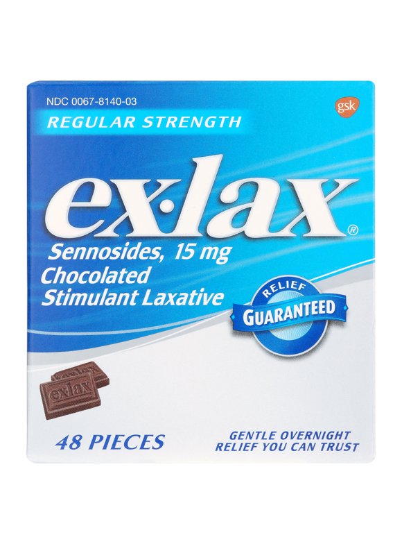 Ex-Lax Regular Strength Chocolated Stimulant Laxative Constipation Relief Pills - 48 Count