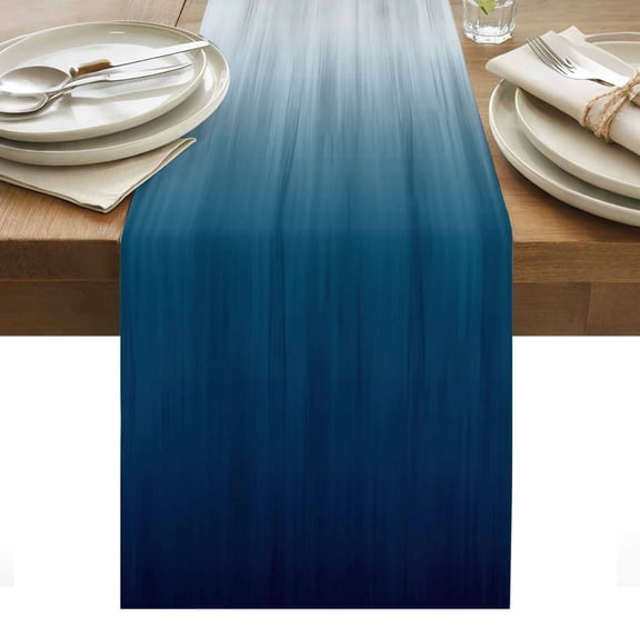 Navy Blue Ombre Table Runner - 36 Inch Long, Kitchen Dining Table Runner Dresser Scarves, Contemporary Gradient Abstract Art Farmhouse Decor for Coffee Tables Wedding Party Banquet