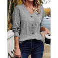 thumbnail image 6 of Females Long Sleeve T Shirts Trendy V Neck Tunic Tops Dressy Causal Ribbed Blouse Loose Comfy Spring Clothes Grey L, 6 of 8