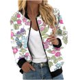 thumbnail image 2 of Puntoco Abrigo Casual De Manga Larga Con Estampado Floral Y Cremallera Con Bolsillo Y Cuello Alto Para Mujer Puntoco Puntoco-1, 2 of 4