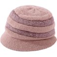 thumbnail image 1 of LinYooLi Bucket Hat for Women Knitted Plush Fisherman Hat Ear Protection Warm Bowler Hat Fashion Color Block Arrow Design, 1 of 8