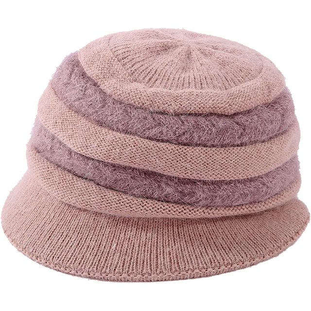 LinYooLi Bucket Hat for Women Knitted Plush Fisherman Hat Ear Protection Warm Bowler Hat Fashion Color Block Arrow Design