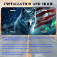 thumbnail image 3 of 1 Pcs 2D Flat License Plate Covers & Frames, Wolf and American Flag For Decorative Front, Waterproof For Decoration Aluminum License Plate Covers & Frames Cover For Men Women, 12" X 6", 3 of 6