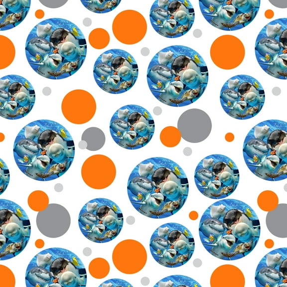 Ocean Selfie Shark Dolphin Sea Turtle Stingray Clown Fish Premium Gift Wrap Wrapping Paper Roll