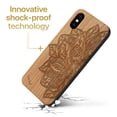 thumbnail image 3 of Case Yard Wooden Case Outside Soft TPU Silicone, Slim Fit Shockproof Wood Protective Phone Cover for Girls Boys Men and Women, Supports Wireless Charging Lotus Flower Design case for iPhone-X, 3 of 7