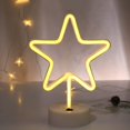 thumbnail image 3 of Lámpara LED de neón con forma de estrella, color blanco cálido, con Base, funciona con pilas, alimentada por USB, luces de decoración navideña para el hogar, 3 of 5