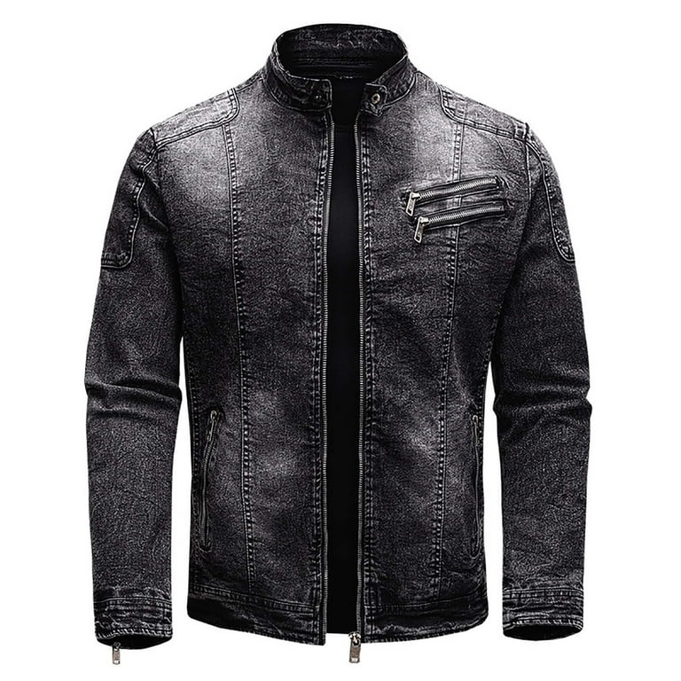 Herrnalise Men's Fall/Winter Fashion Fleece Denim Jacket Stretch