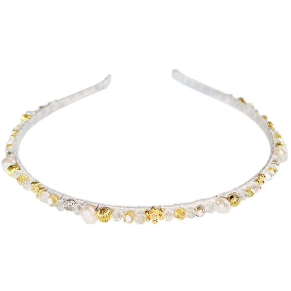 Headband Crystal Rhinestone, Non Slip Diamond Pearl Beaded Hair Band Bling Shiny Hair Hoop Decoration for Women Girls with Gift Box (Silver)