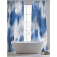 thumbnail image 5 of Gradient Blue Sheer Curtains 2 Panels Set Modern Abstract Blue Grey Ombre Mottled Stripes Sheer Window Curtains Light Filtering Rod Pocket Voile Drapes for Bedroom Living Room 52"X84", 5 of 8
