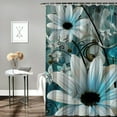 thumbnail image 2 of Fenyluxe Farmhouse Floral Shower Curtain Turquoise Teal Daisy Flowers Butterfly Shower Curtain Modern Abstract Geometric Grey and White Shower Curtain Bathroom Fabric 60x72, 2 of 7