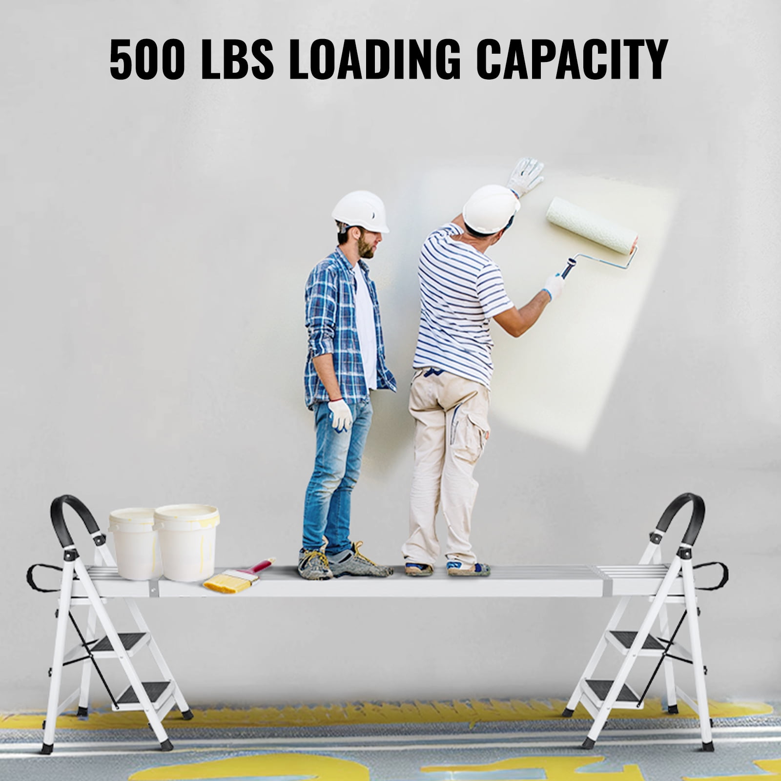 SKYSHALO Aluminum Extendable Work Platform, 8-13ft Support up to 500lbs, 12.5in Wide, Non-Slip Surface, Scaffold Board for Ladder Accessory