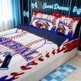 thumbnail image 3 of meiyoeat Classic Baseball Gear Zipper Twin Comforter Sets with Fitted Sheet and 2 Pillowcases for Boys, Drip Sprinkle Zipper Bedding Set, Red Blue, Blue Reversible, 4 Pieces, 3 of 7