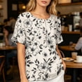thumbnail image 5 of Womens Summer Short Sleeve Tops Basic Henley Neck Button Down Blouses Flowy Tunic Shirts Trendy Outfits with Pocket, 5 of 6