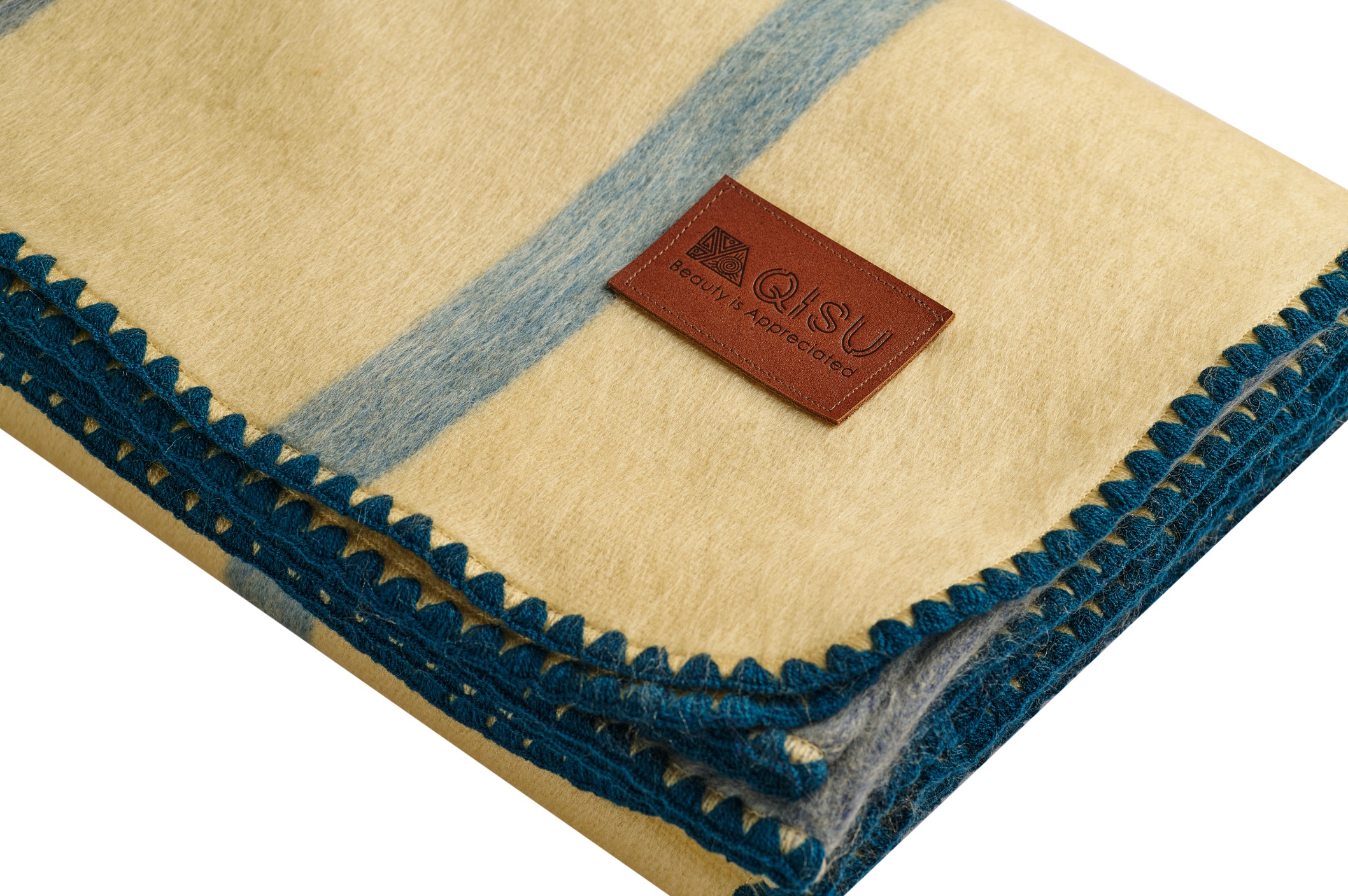 MustardStriped Navy Wool Blanket