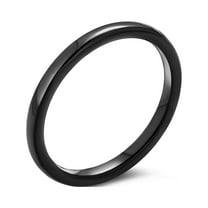 Bling Jewelry Womens Thin Stackable Minimalist Titanium Wedding Band Ring - Black Dome Comfort Fit