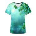 thumbnail image 5 of BiZtdJrK St. Patrick's Day Women Scrub Tops Shamrocks Printed V Neck Short Sleeve Nursing Uniform Scrubs Shirts with Pockets Blue S 50 Percent off Sales Today, 5 of 6