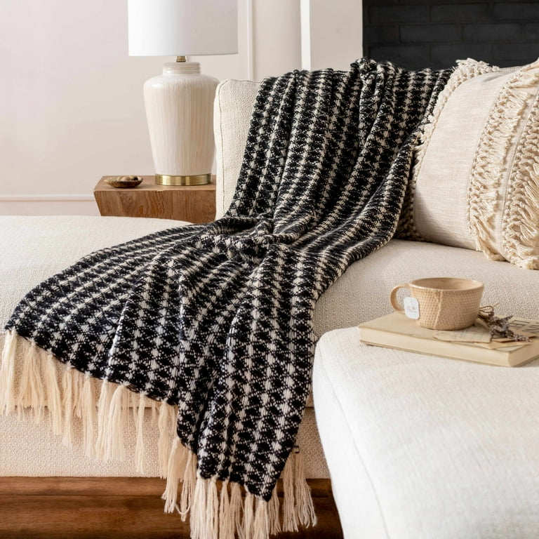 Black and white boho throw blanket hotsell