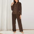 thumbnail image 3 of Kll Vintage Wood Print Women'S Long Sleeve Pajamas With Pants Sleepwear Loungewear 2 Set-Medium, 3 of 9