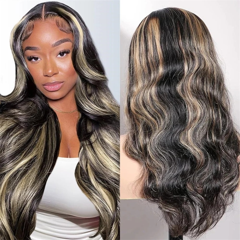 200 Density Highlight Body Wave Wig Human Hair 13x4 Hd Lace Frontal Wig 1B/27 Honey Blonde