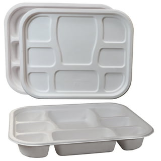 THREE LEAF 6 COMPARTMENT BAGASSE TRAY 400 Ct. (8 PACKS OF 50