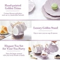 thumbnail image 5 of 22 pcs White Porcelain Tea Set for 6, Luxury British Style Tea/Coffee Cup Set with Golden Trim, Beautiful Tea Set for Women, Tea Party Set, Gift Package (With a Stand), 5 of 10