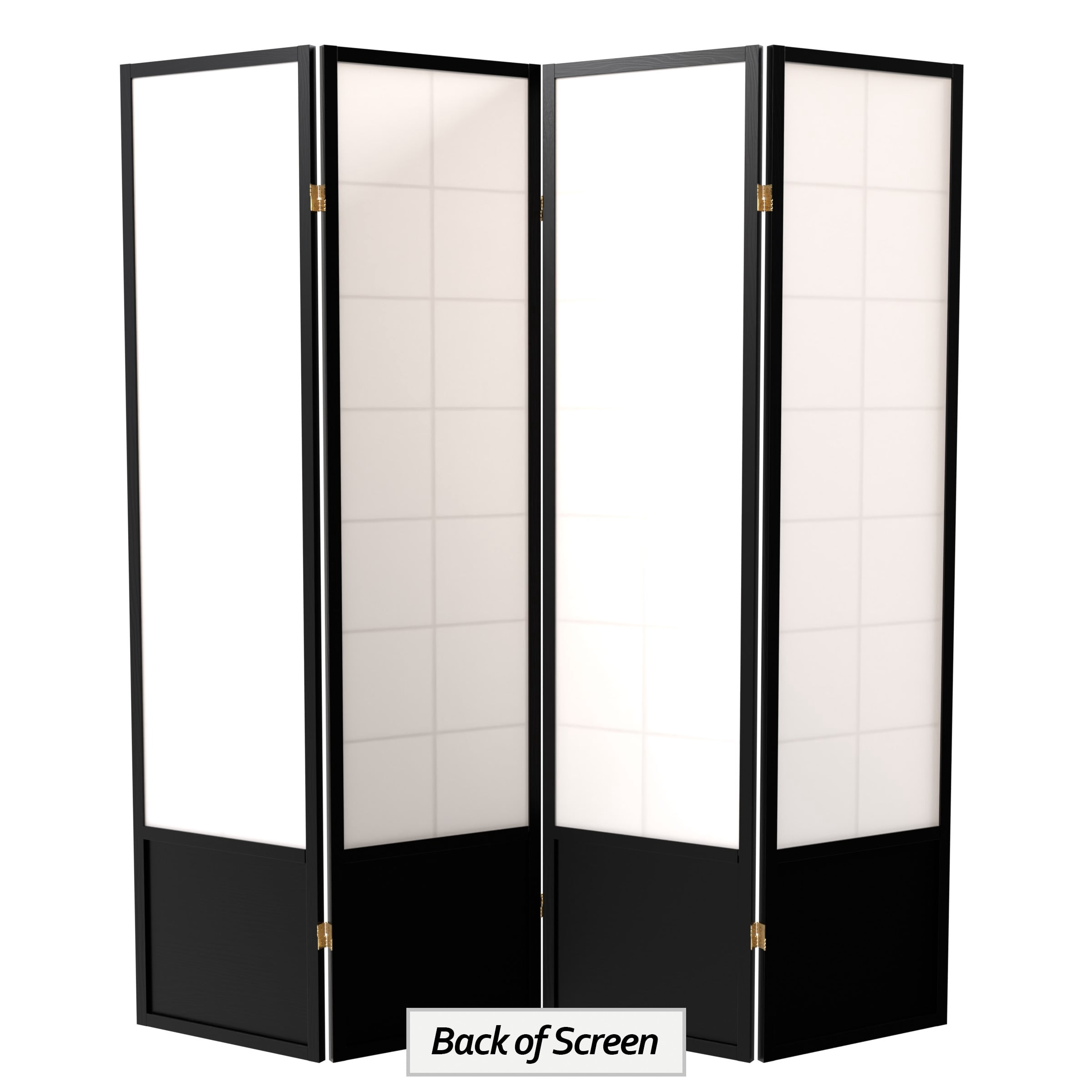 6 ft. Tall Premium Japanese Design Wide Window Pane Screen - Black - 4 Panels