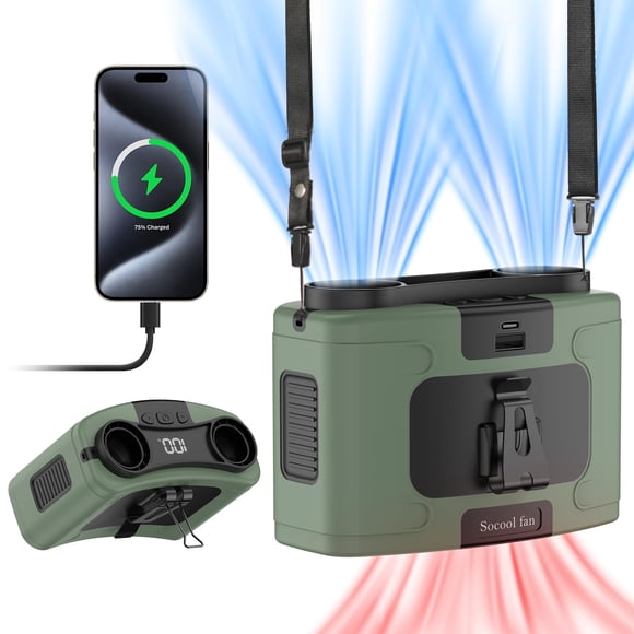 Ventilador de cintura portátil Socool de 20000 mAh con refrigeración de 40 horas y 10 velocidades