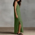 thumbnail image 4 of FAIWAD Linen Dress Women V Neck Sleeveless Side Slit Maxi Dresses Loose Casual Flowy Boho Sundress, 4 of 9