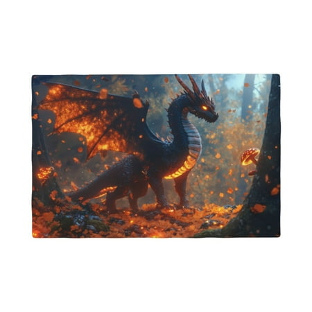 

Placemats Set of 4 Autumn Maple Leaf Fire Dragon B Heat Resistant Non - Slip Place mats Waterproof table mat for Kitchen Dining-6片装