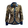 thumbnail image 4 of Piebxs Women's Leopard Print Denim Shirt – Button Front Contrast Detail Casual Everyday Wear, Trendy Animal Print Jean Jacket Shirt, Fitted Long Sleeve Denim Blouse, 4 of 7