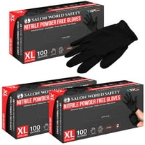 Salon World Safety Black Nitrile Disposable Gloves, 3 Boxes of 100, Size X-Large, 4 Mil Thick - Latex Free, Powder Free, Textured Tips, Food Safe, Comfortable, Extra-Strong Protective Working Gloves