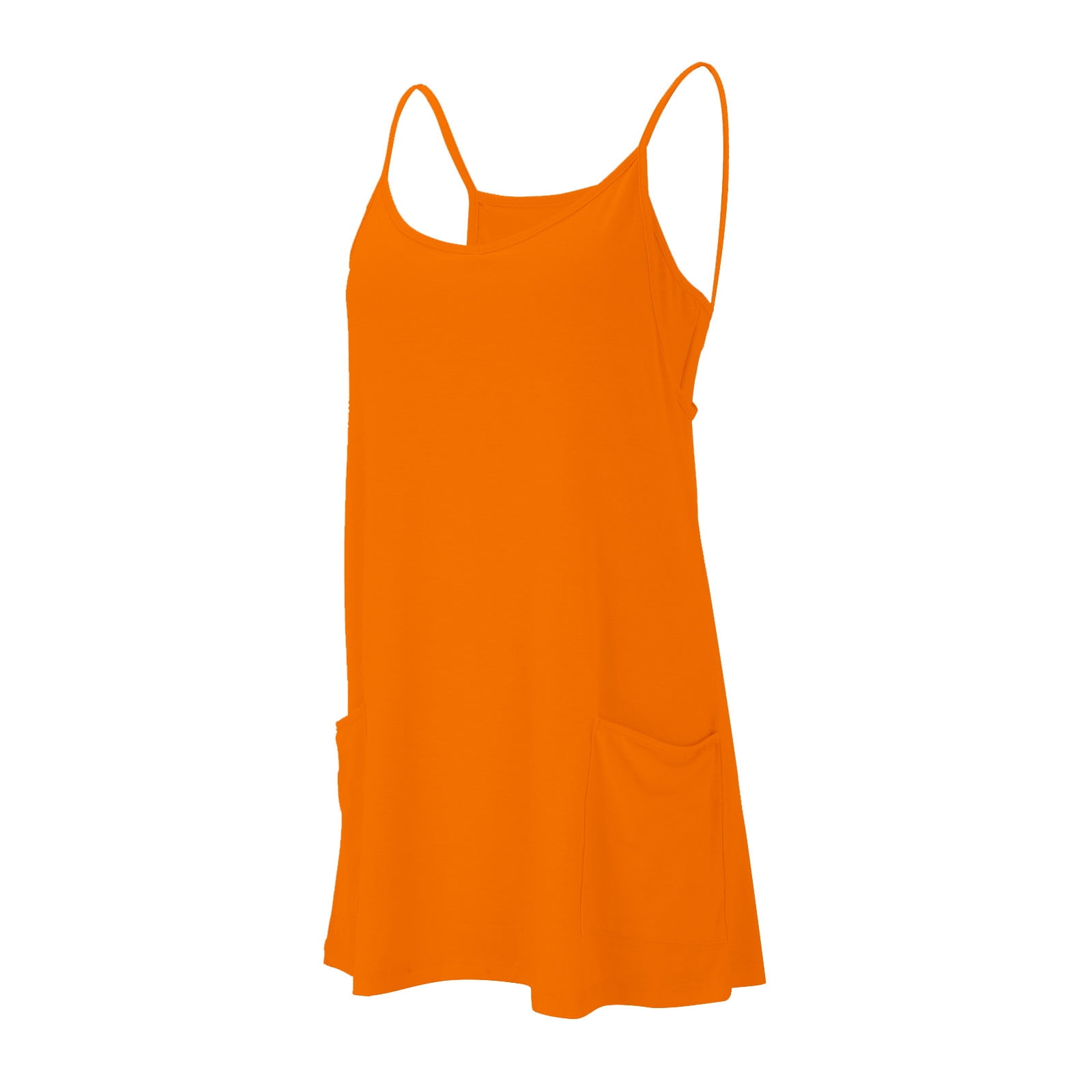 Hueook Summer Cami Strap Rompers for Women One Piece Jumpsuits Loose Fit Bodysuit Shorts Women's Summer Comfortable Casual Suspender Shorts Pocket Jumpsuit Shorts Orange 2X