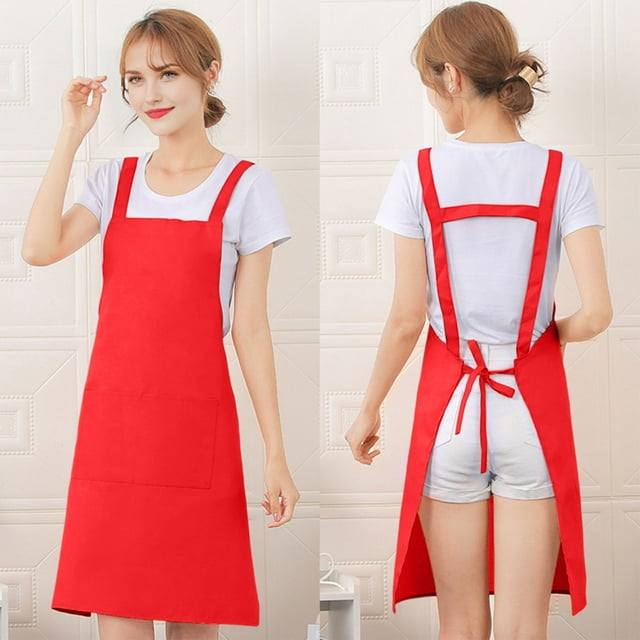 Staron Red Aprons for Women with Pockets Adjustable Chef Apron Kitchen Aprons for Cooking