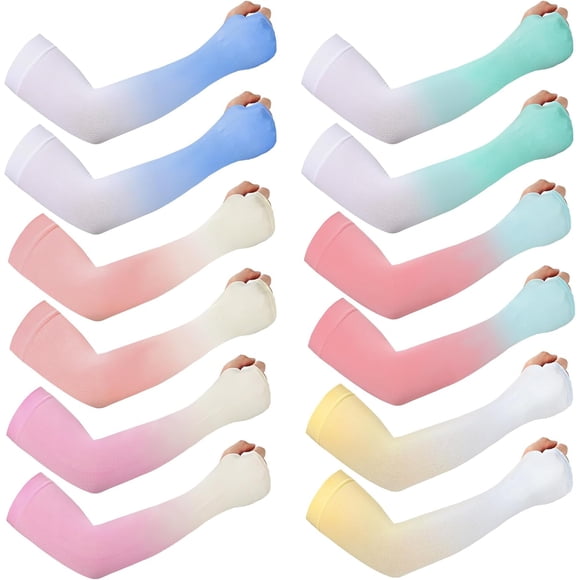 6 Pairs UV Sun Protection Arm Sleeves to Cover Arms for Women Compression Sleeves for Men