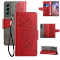 thumbnail image 1 of Wallet Case for Samsung Galaxy S23 Plus, Butterfly Embossed Pattern Luxury PU Leather Magnetic Flip Folio Cover with Card Slots Holder Kickstand Wrist Strap Soft Silicone Shockproof Case,Red, 1 of 8